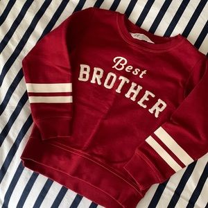 H&M Toddler Boy Best Brother Sweatshirt Maroon with white. Size 2-4Y